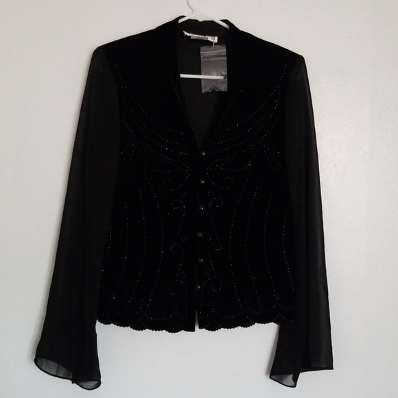 Calendio Tops - NWT J. R. NITES velour sheer sleeve dressy top